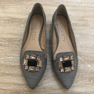 Sole Society Flats Striped Jeweled Size 7